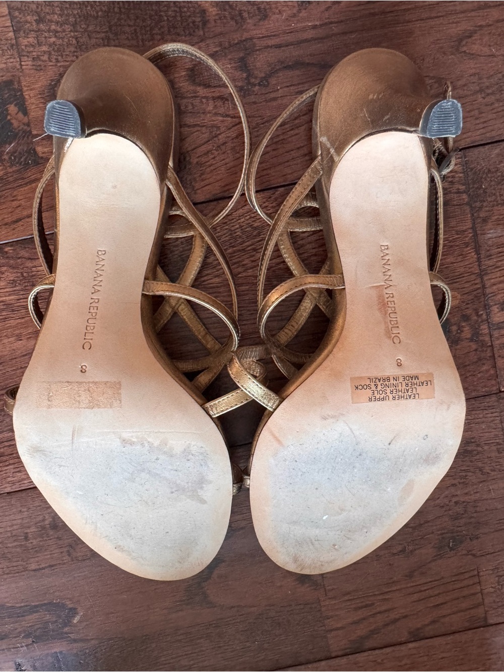 Banana Republic Metallic Bronze Leather Strappy Heels Size 8 Special Occasion - Picture 3 of 7